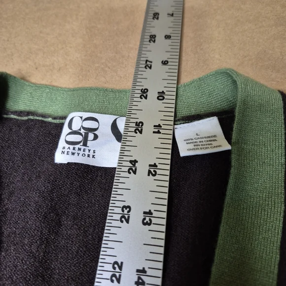 Barneys New York Brown Cardigan with Green and Gray Details - Picture 9 of 10